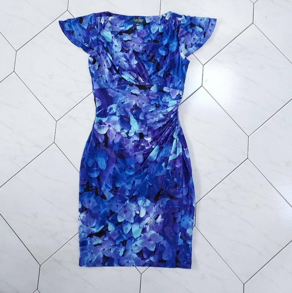 Lauren Ralph Lauren Blue Floral Dress Size 8